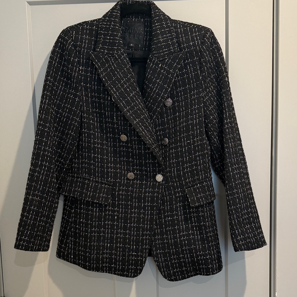 Elegant Black Tweed Blazer